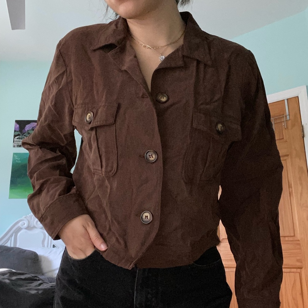 Brown Button Up Light Jacket - image 3
